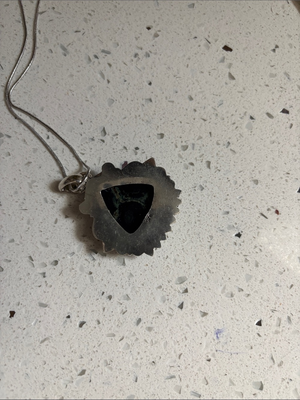 Sterling Silver Green Star Galaxy Gemstone Pendant Necklace - Picture 7 of 7